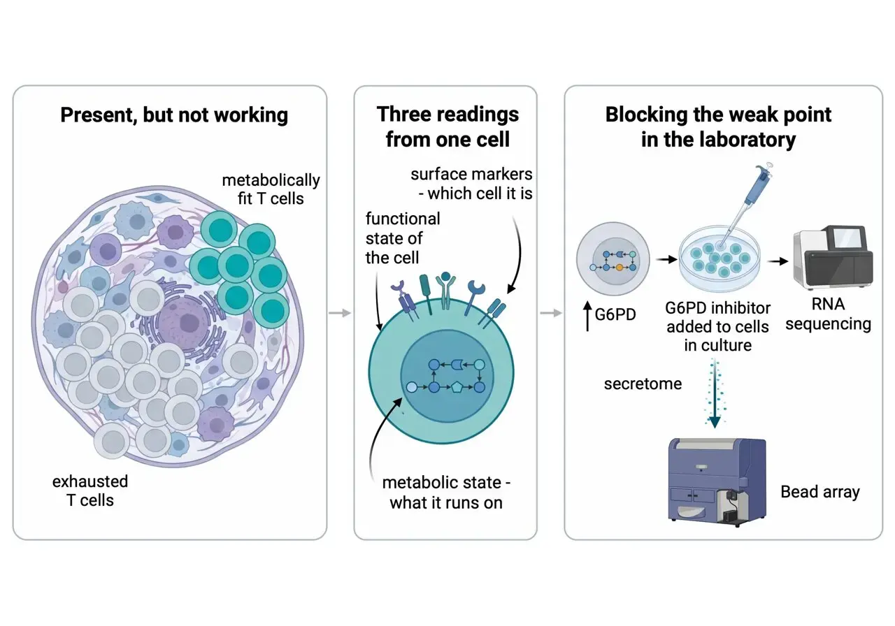 Exhausted immune cells in head and neck cancer reveal a specific metabolic flaw